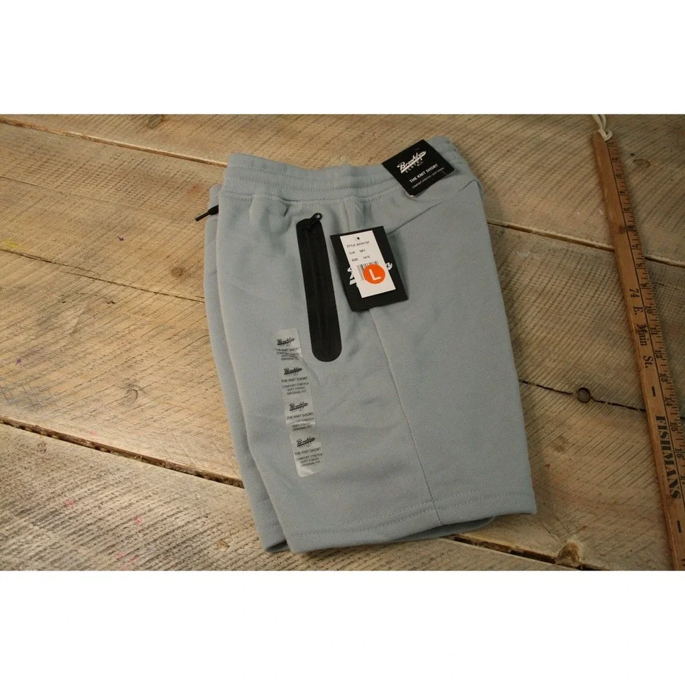 Brooklyn Cloth Knit Shorts‎ Boys L 14/16 Gray NEW BSY8172F Tech Zip Pockets